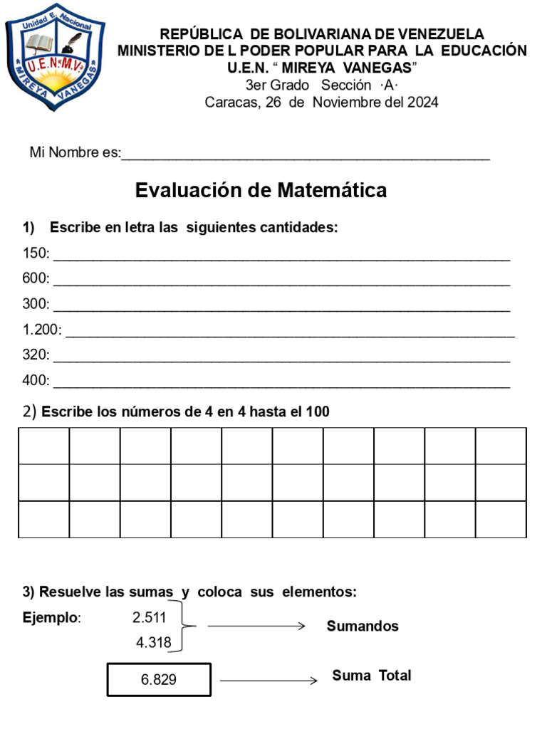 Matematica 3er Grado Pdf Sustracción Aritmética