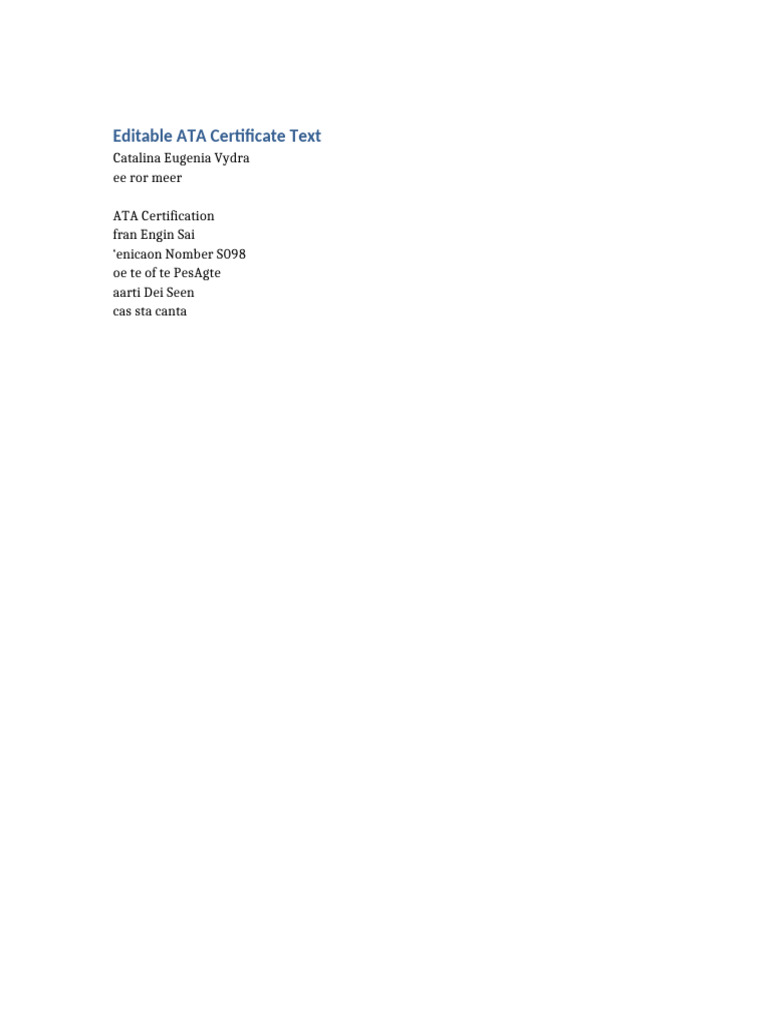Editable ATA Certificate | PDF