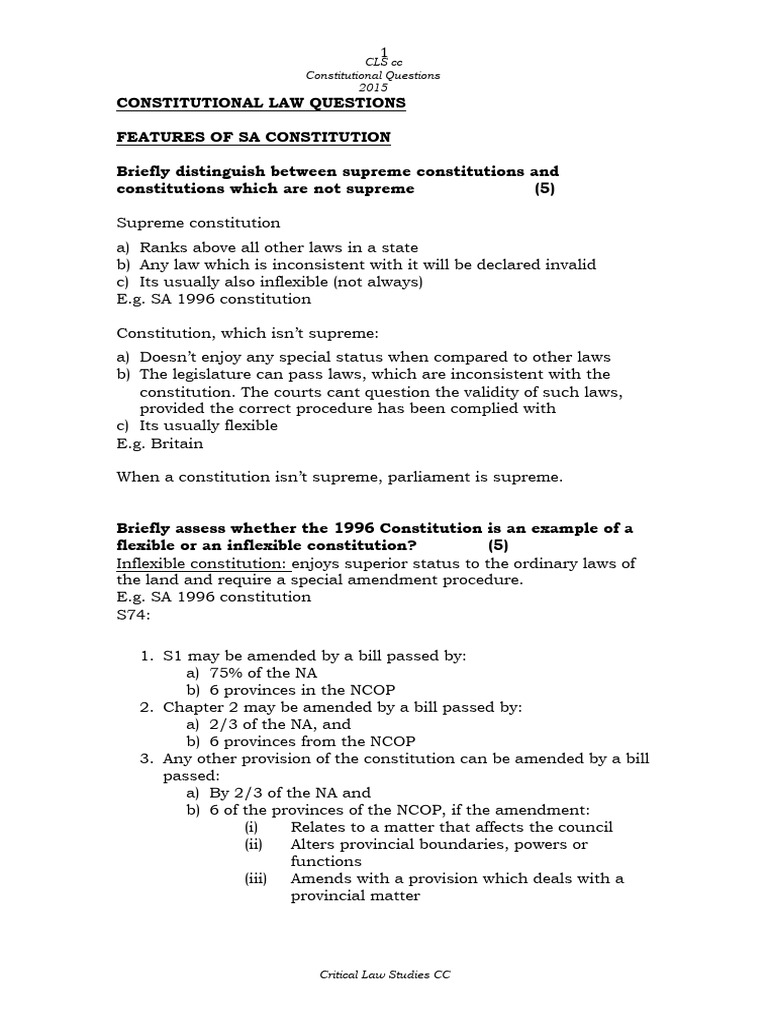 South Africa's Constitutional Law Overview | PDF | Separation Of Powers ...