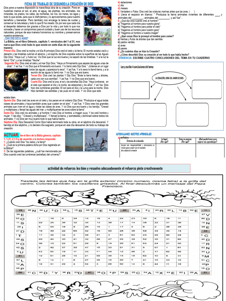 Actividades sobre la Creación de Dios | PDF