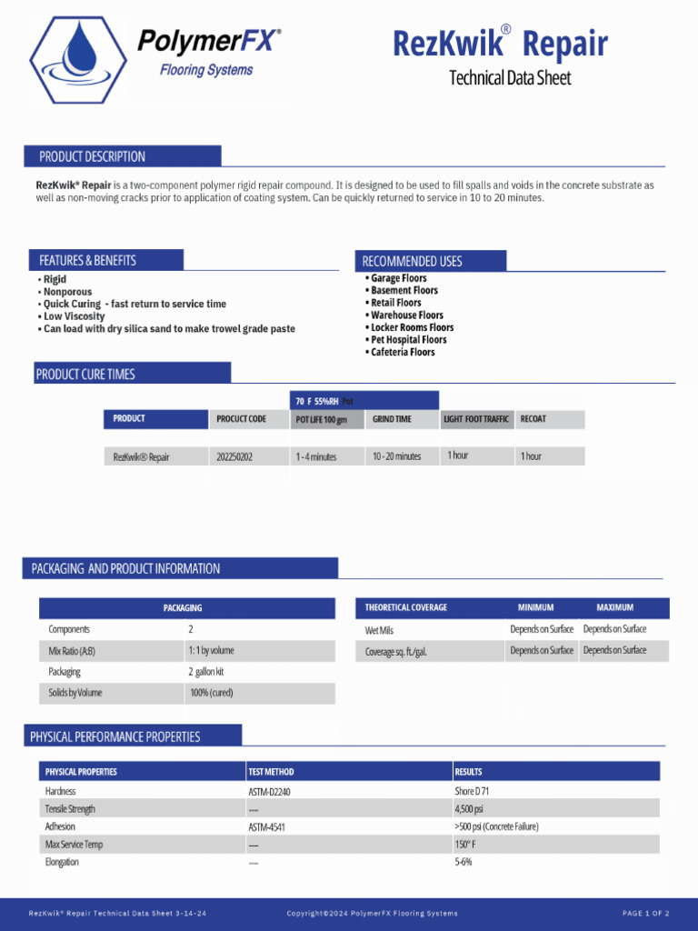 RezKwik Repair TDS | PDF