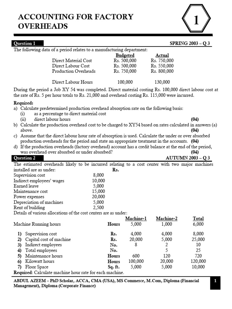 Factory Overhead Calculation Methods | PDF | Depreciation | Business