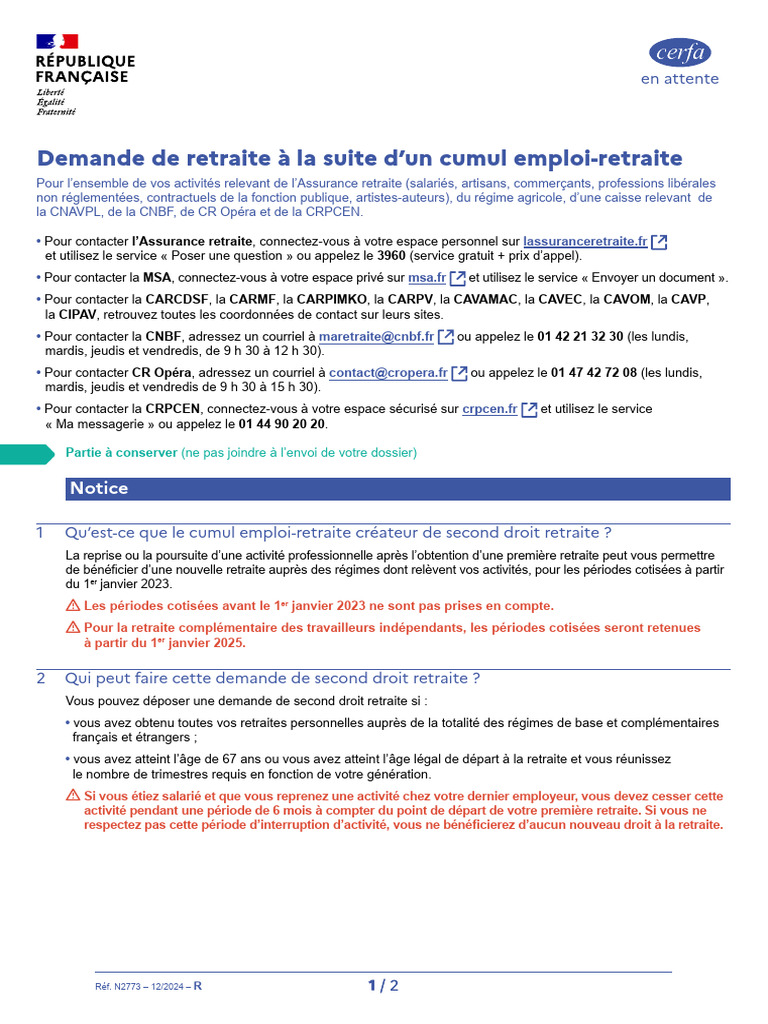 Demande de second droit retraite 2024 | PDF | Retraite