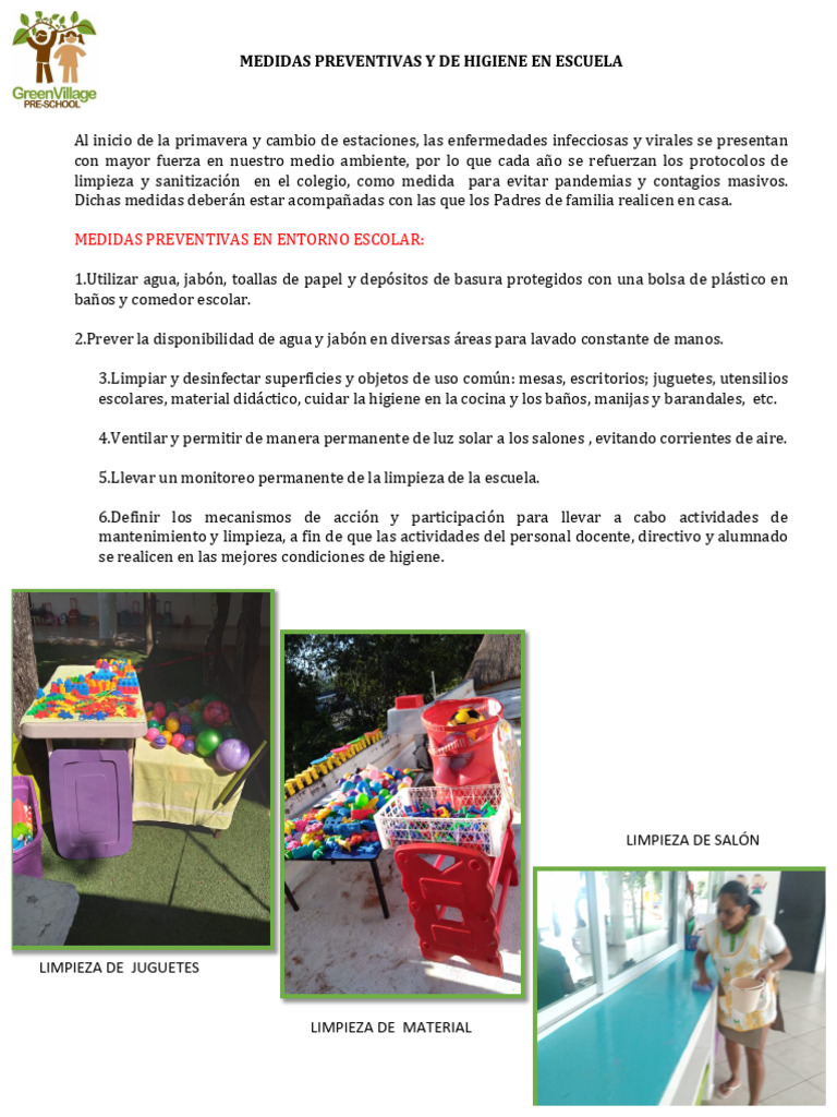 Medidas Preventivas y de Higiene en Escuela | PDF