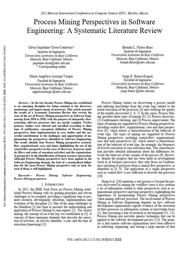 Process Mining Perspectives in Software Engineering A Systematic ...