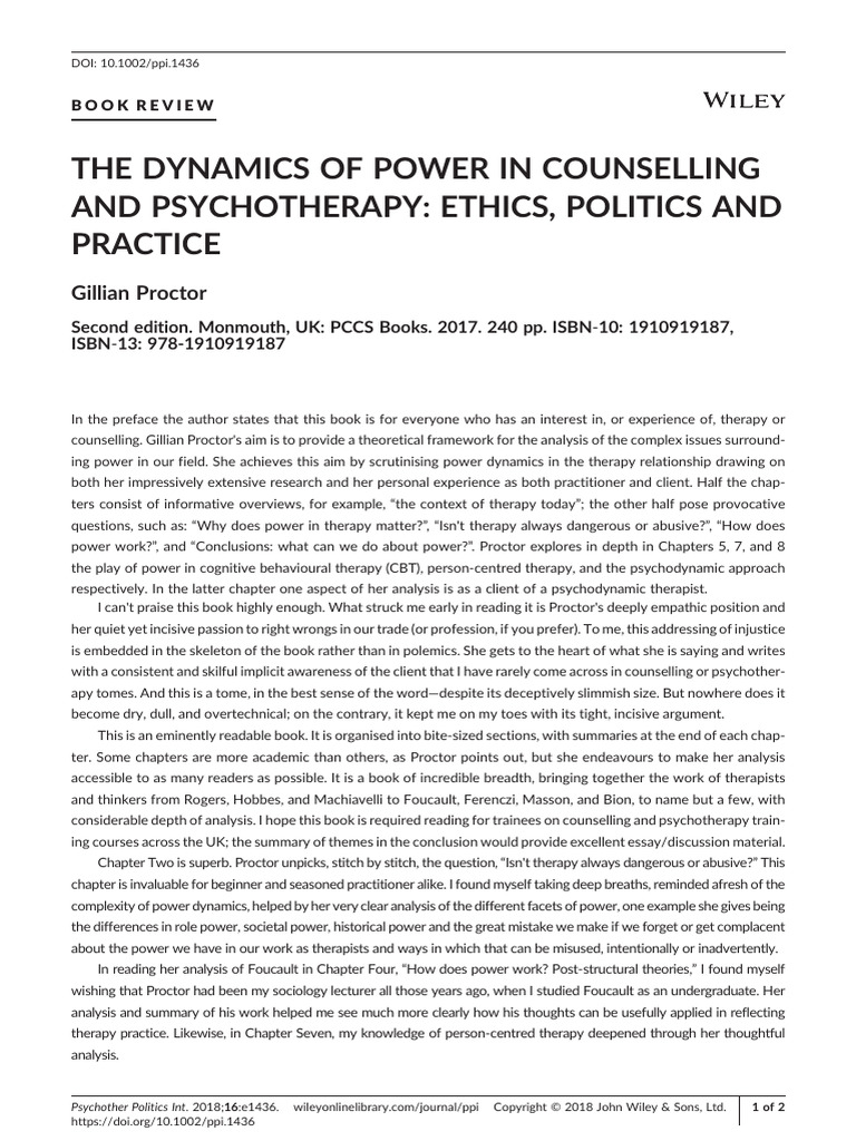 Power Dynamics in Therapy Review | PDF | Psychotherapy | Cognitive ...