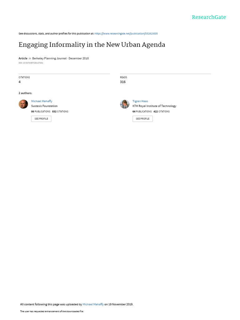 Informality in the New Urban Agenda | PDF