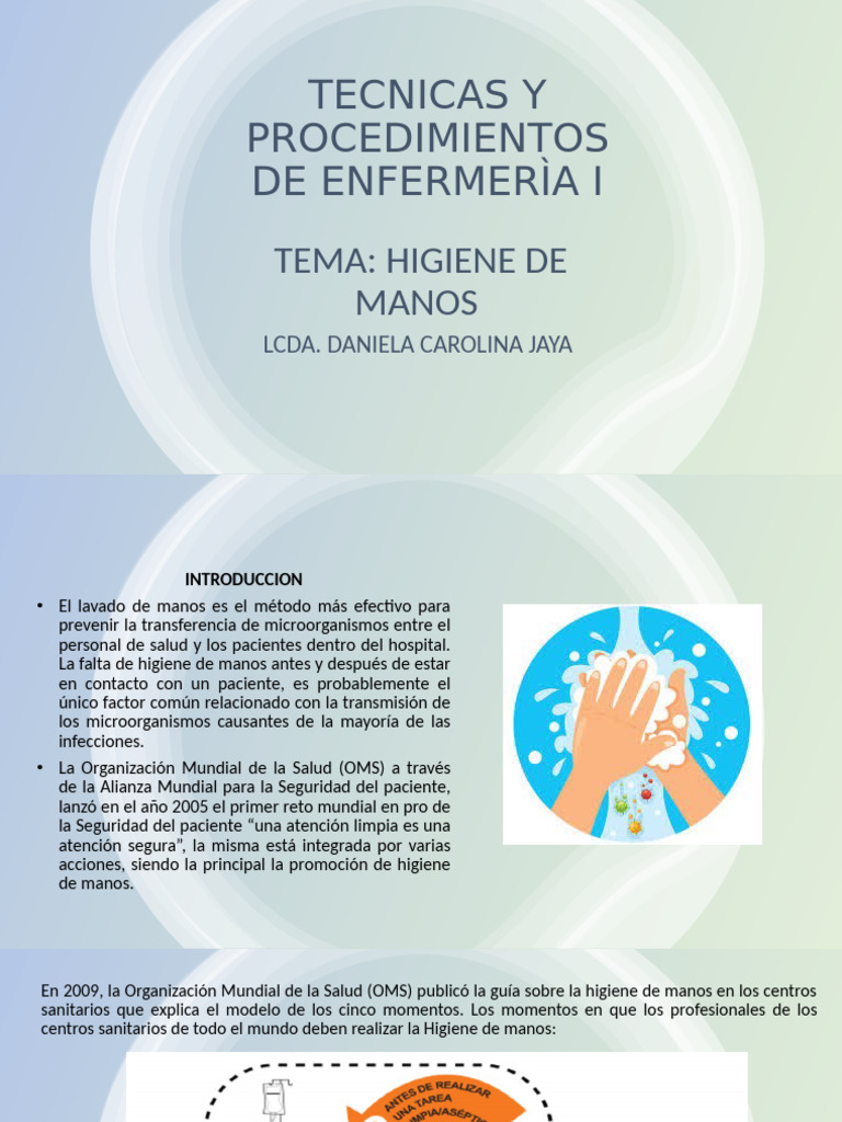 Higiene de Manos en Enfermería: Guía Esencial | PDF | Lavado de manos ...