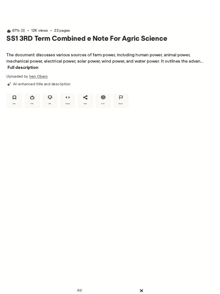 SS1 3RD Term Combined e Note For Agric Science: 67% 12K Views 23 Pages ...