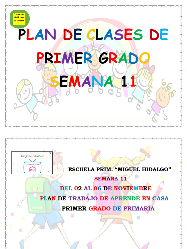 Plan de Clases Primer Grado - Semana 11 | PDF