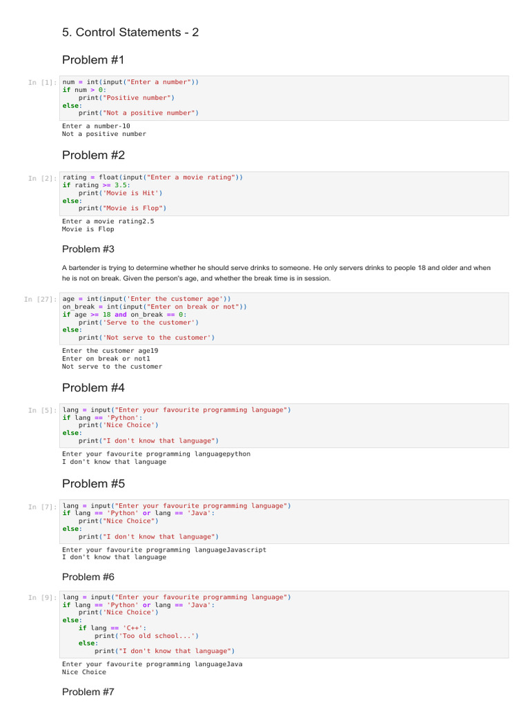 Control Statements in Programming | PDF | Object (Computer Science ...