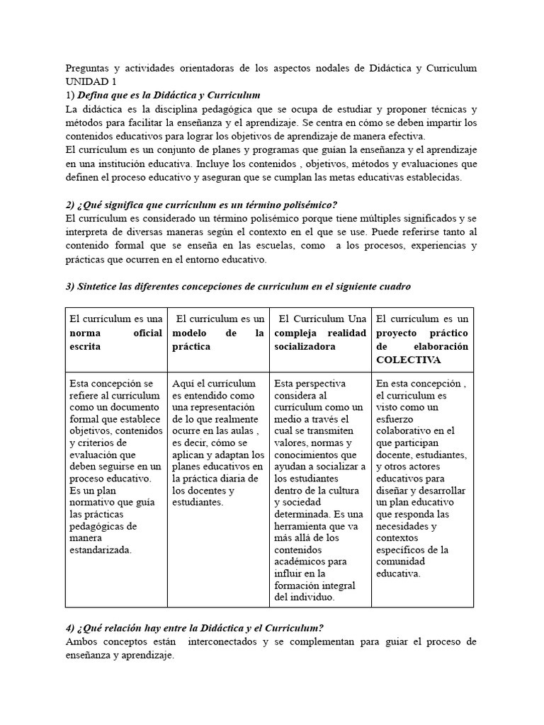 Didáctica y Currículum: Conceptos Clave | PDF | Plan de estudios ...