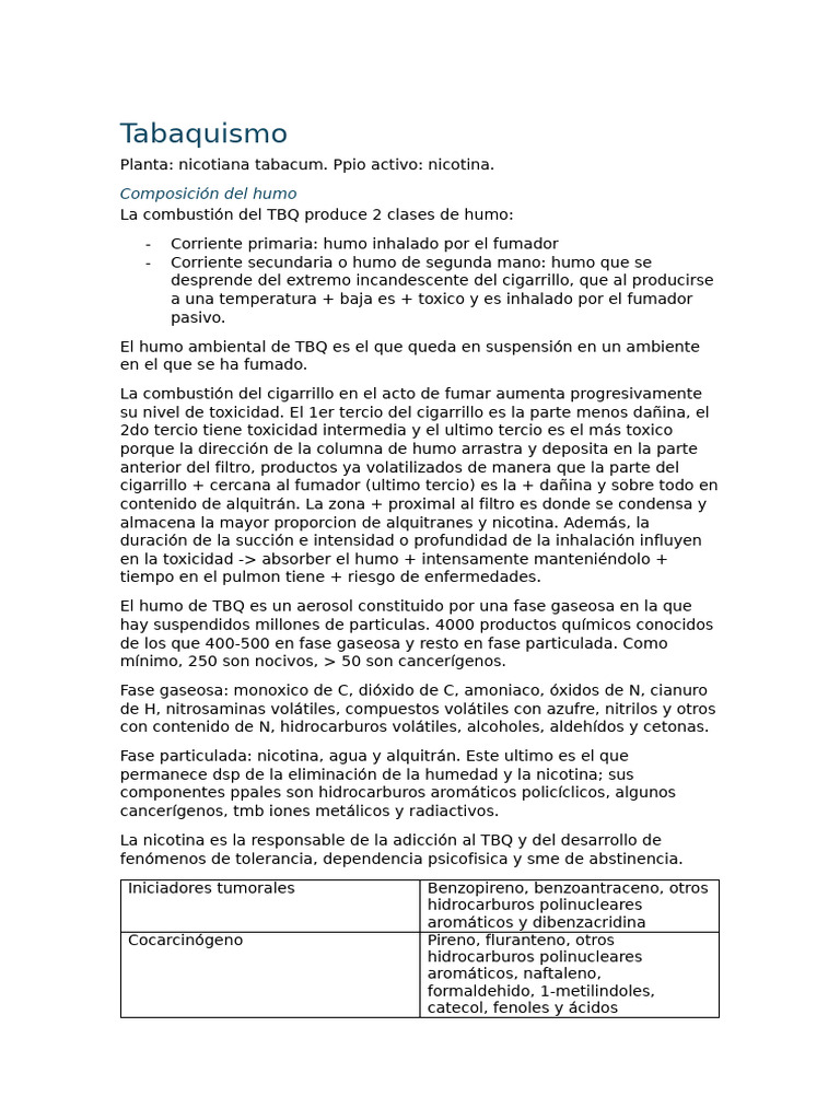 Efectos del Tabaquismo y Nicotina | PDF | Fumar | Nicotina