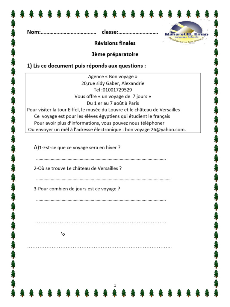 3 prep revision finale 2024-2025 | PDF