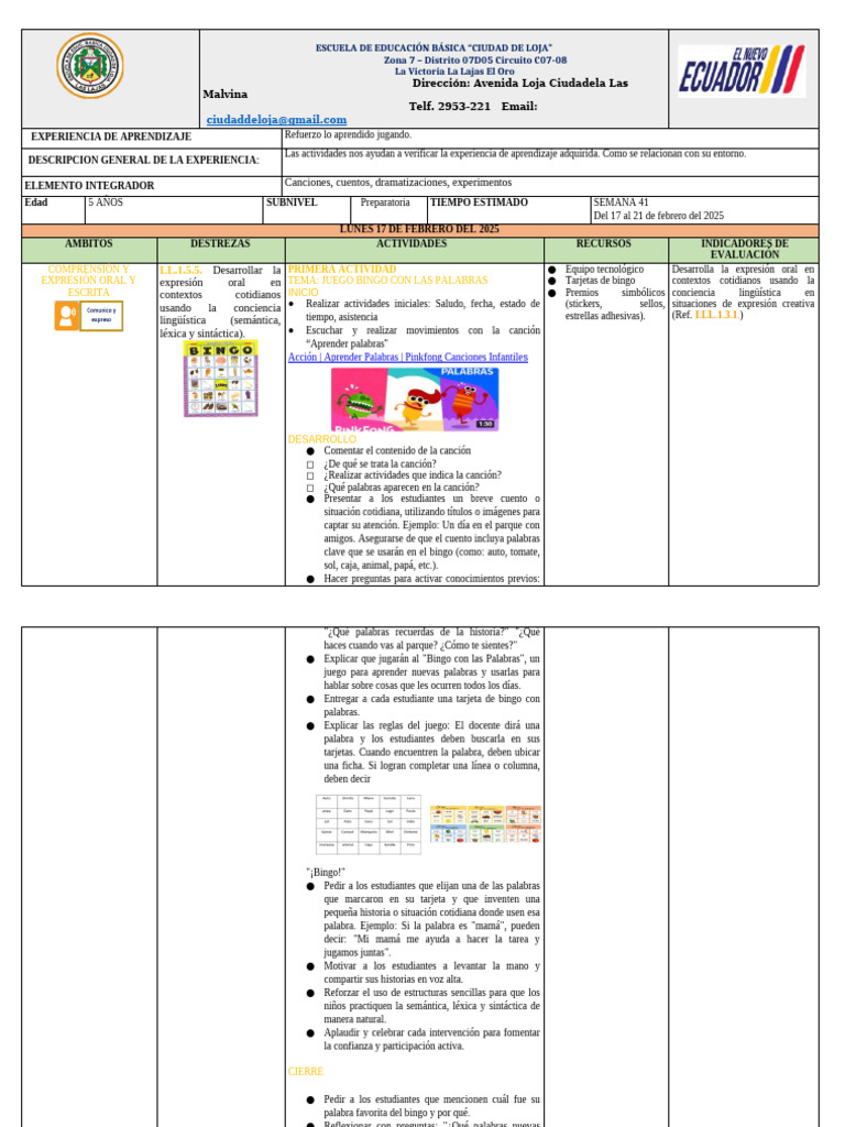 Semana 41 | PDF | Palabra | Aprendizaje