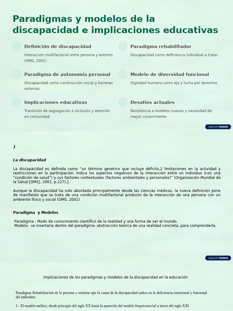 Modelos de Discapacidad y Educación | PDF | Invalidez | Paradigma