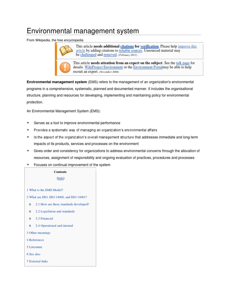 Environmental Management System PDF Environmental Social Science