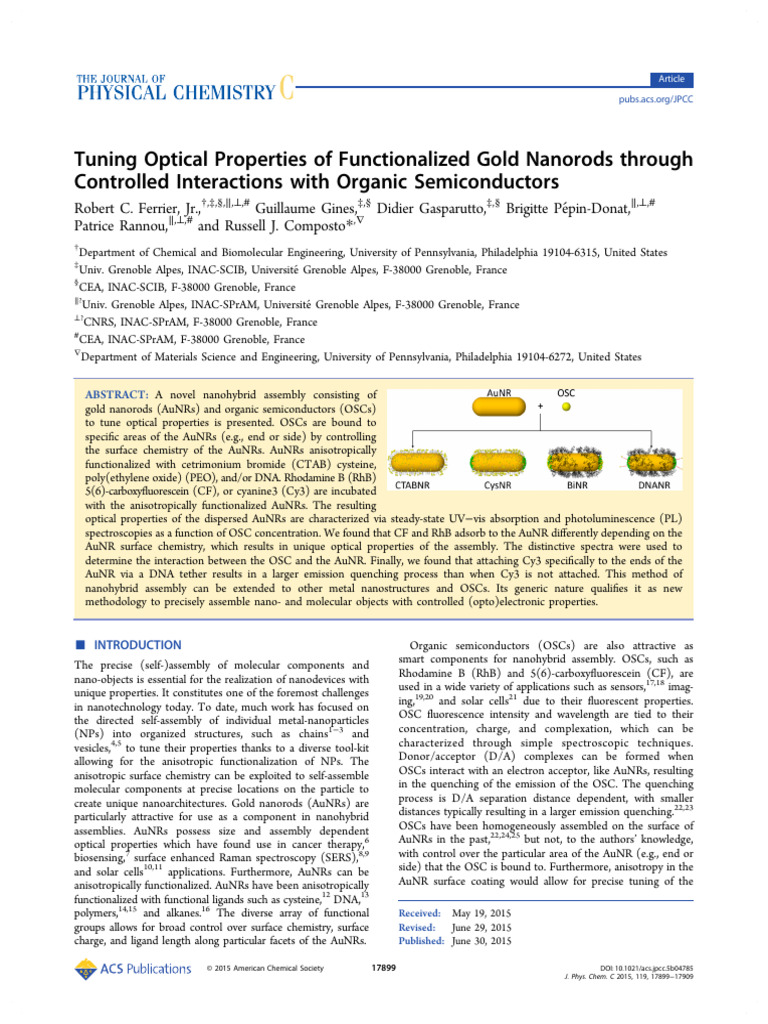 Tuning Optical Properties of Functionalized Gold Nanorods Through ...