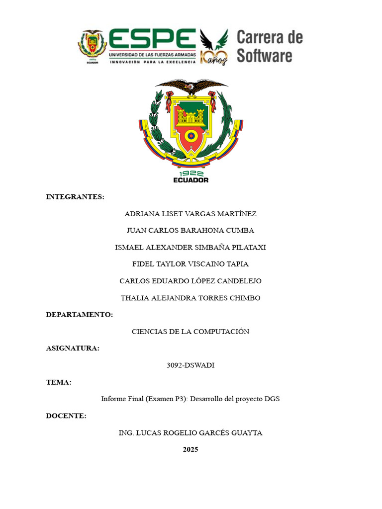 Informe Final (Examen P3) - Desarrollo Del Proyecto DGS | PDF ...