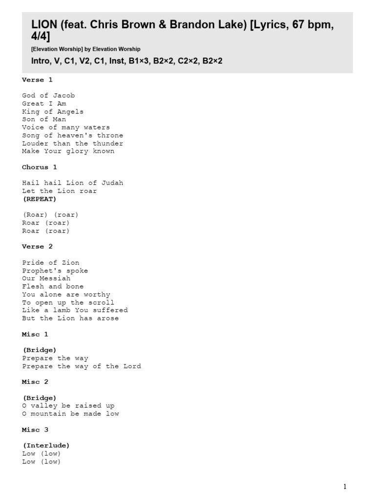 Lion - Lyrics | PDF