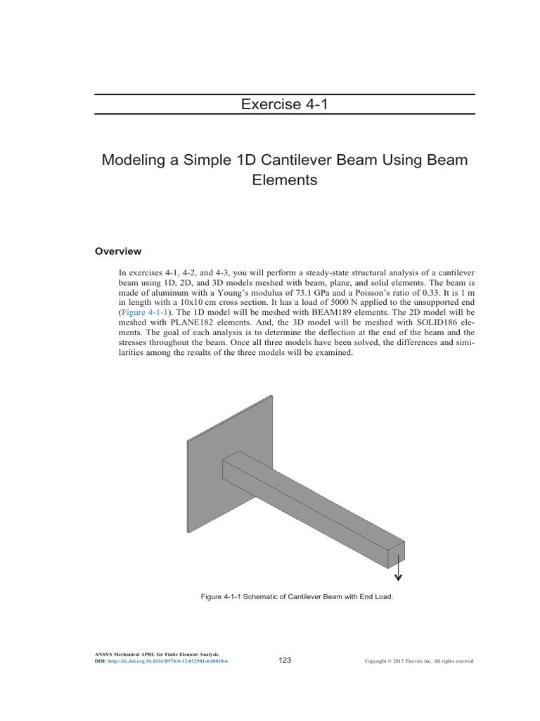 Cantilever Beam Analysis in ANSYS APDL | PDF | Stress (Mechanics ...