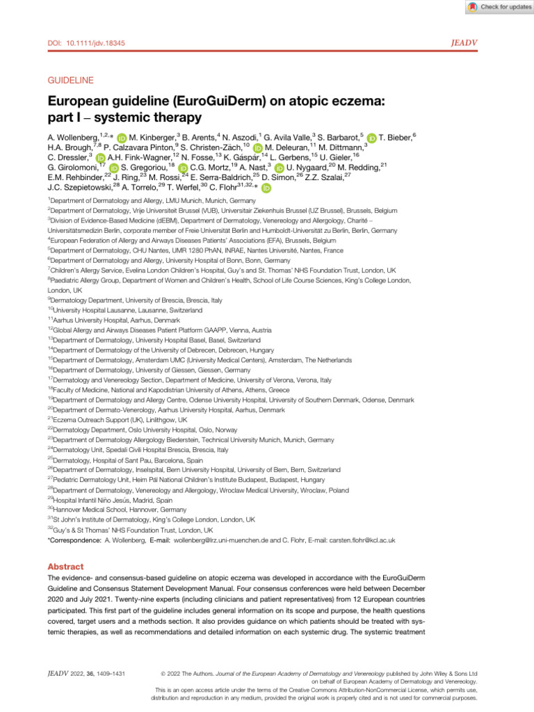 EuroGuiDerm Atopic Eczema Guidelines | PDF | Therapy | Topical Medication
