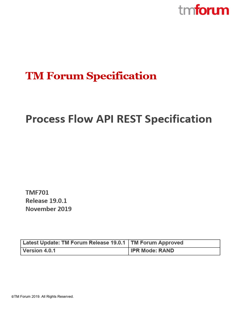 TMF701 Process Flow Management API REST Specification R19.0.1 | PDF ...