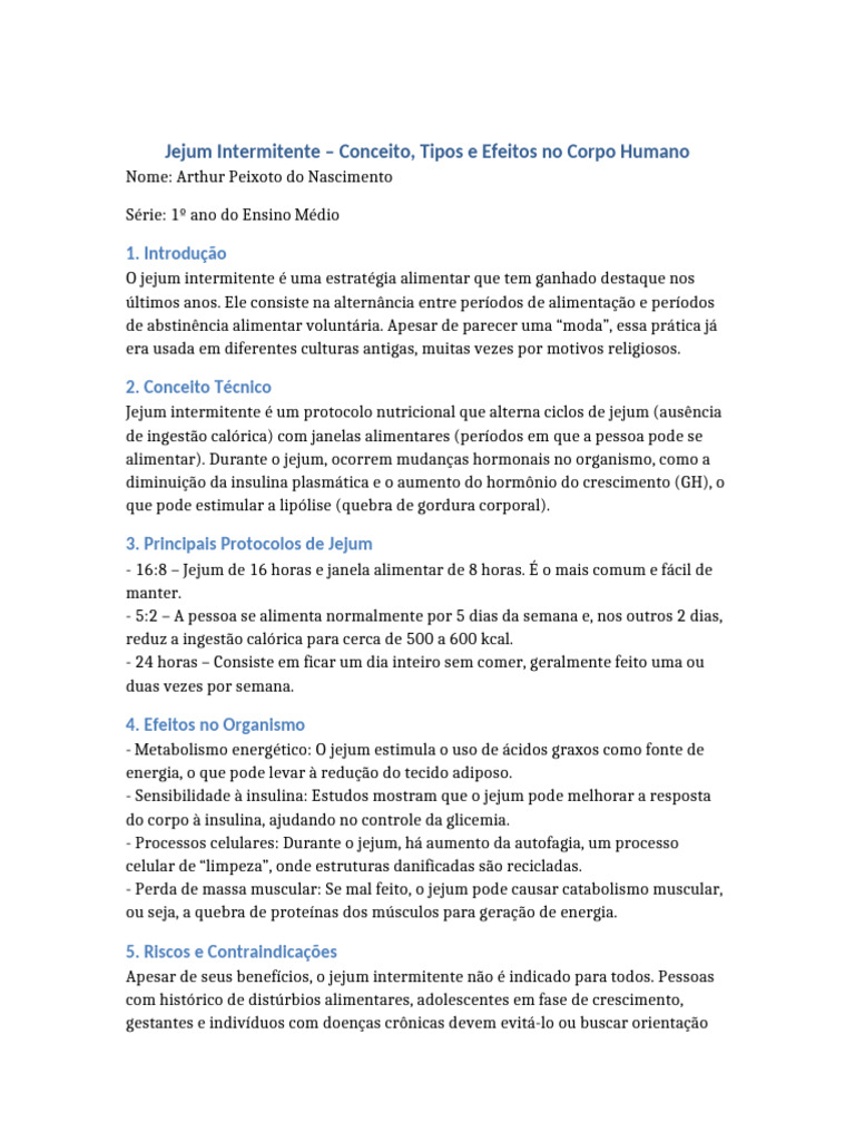 Fases do Jejum Intermitente | PDF | Jejum | Hormônio do crescimento