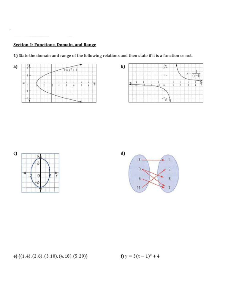 Chapter+1+–+Functions+–+REVIEW | PDF | Quadratic Equation | Algebra