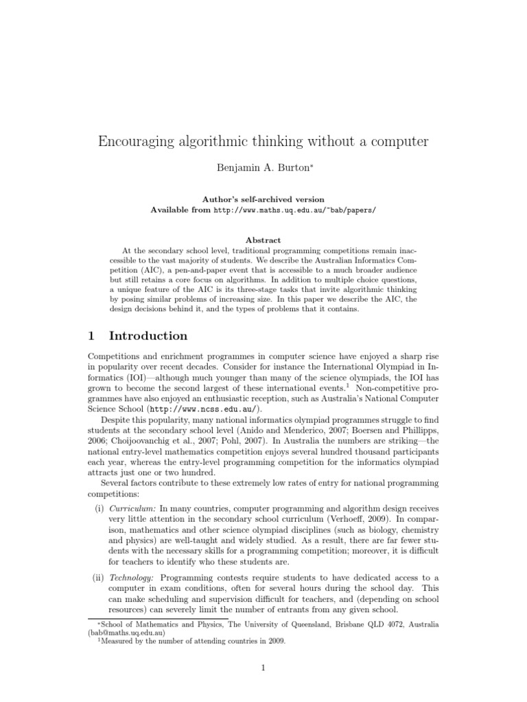 Australian Informatics Competition Overview | PDF | Algorithms ...