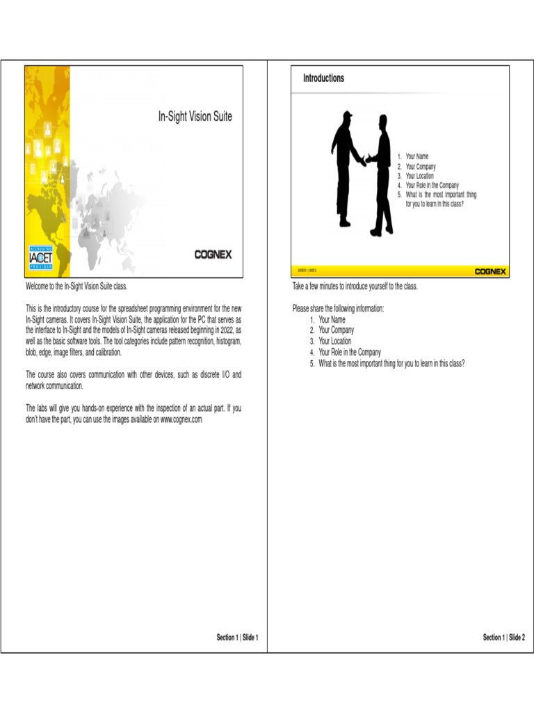 In-Sight Vision Suite Training Overview | PDF | Camera Lens | Optical ...