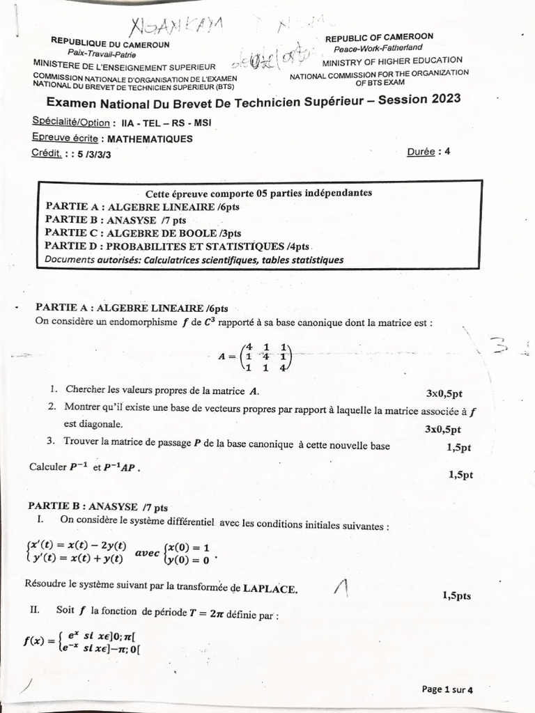 BTS MATH 2023 - IIA 25-Jan-2025 14-15-51 | PDF