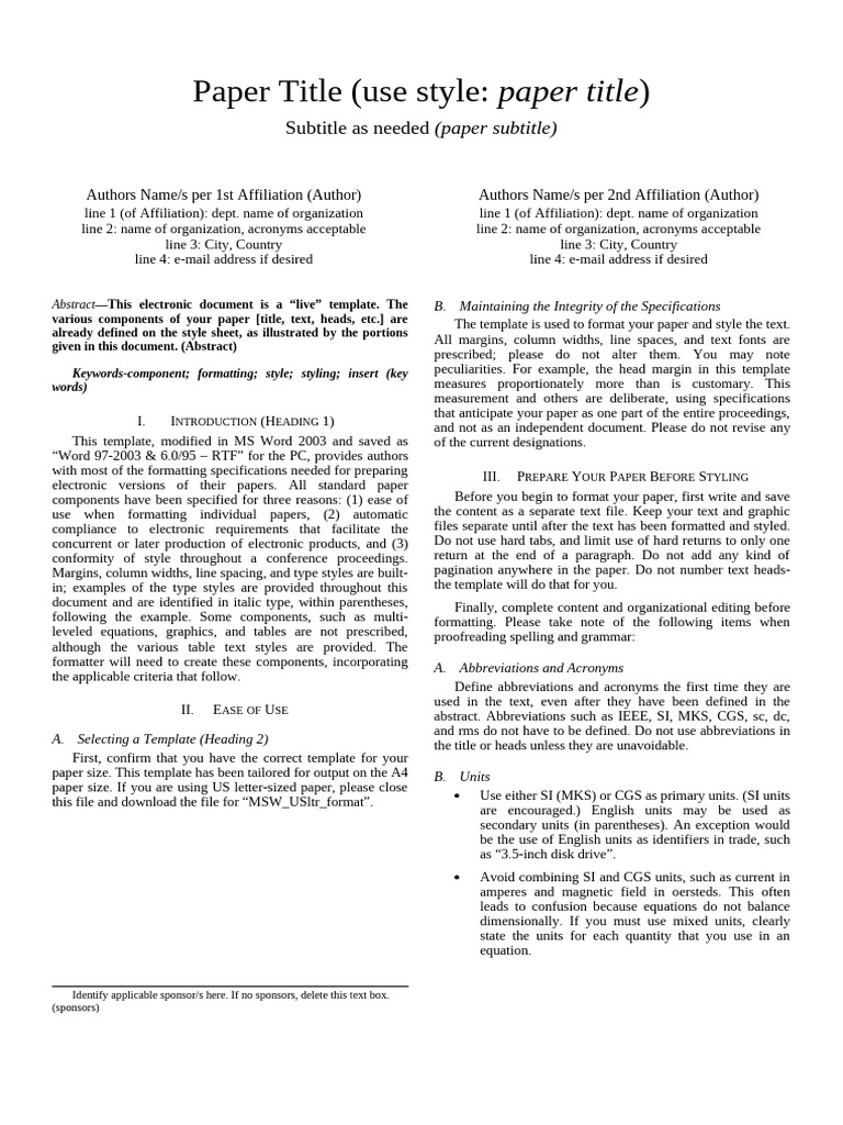 Formatting Guide for Academic Papers | PDF | Bracket | International ...