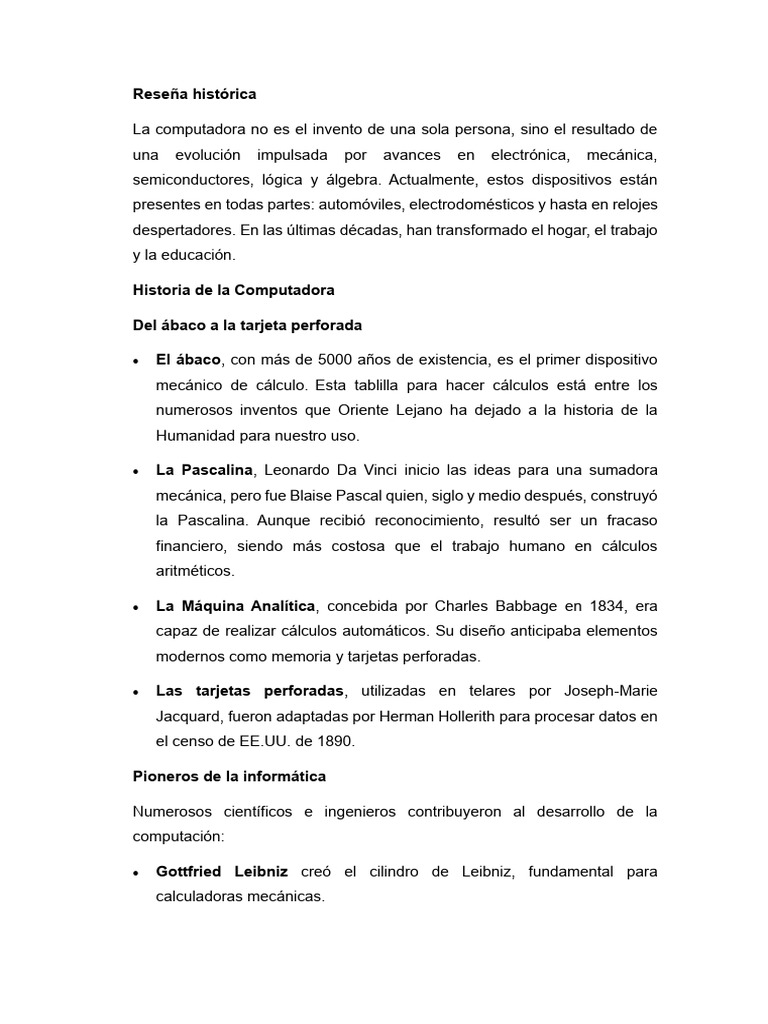 Historia y evolución de las computadoras | PDF | Hardware de la ...