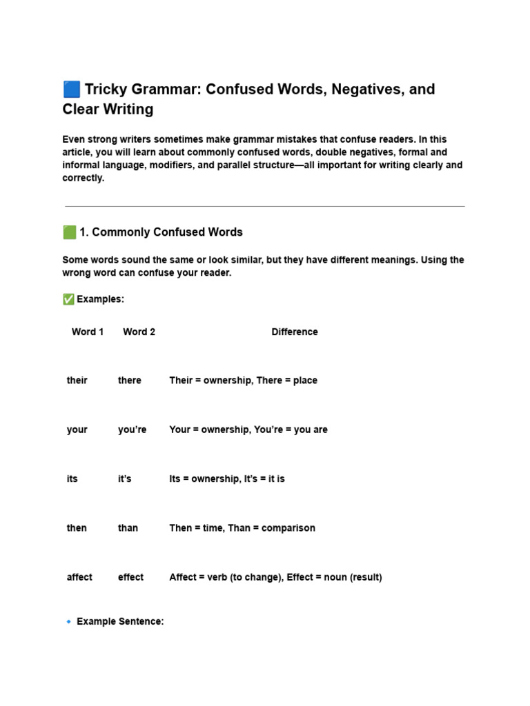 Grammar Tips for Clear Writing | PDF | Word | Linguistic Typology