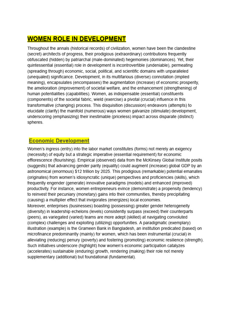 Women's Integral Role in Development | PDF | Leadership | Economies