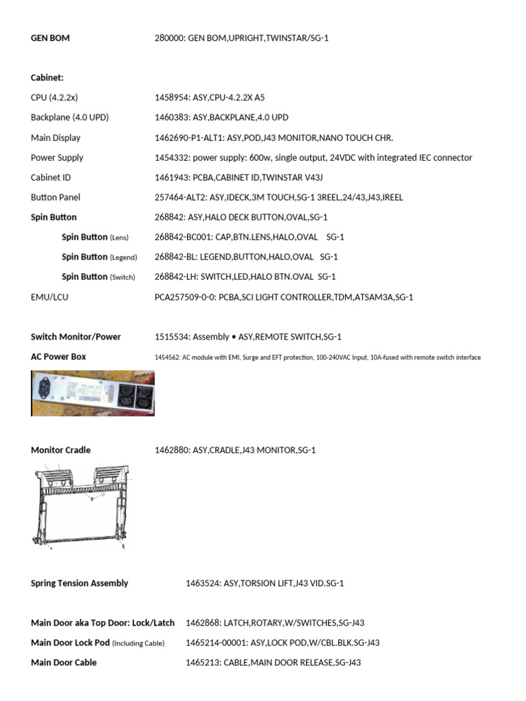 Twinstar J43 General BOM Overview | PDF