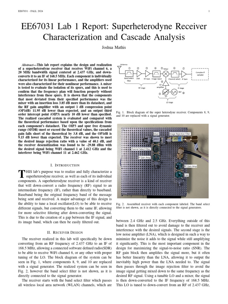 Mathis ND EE67031 Lab 1 | PDF | Amplifier | Bandwidth (Signal Processing)