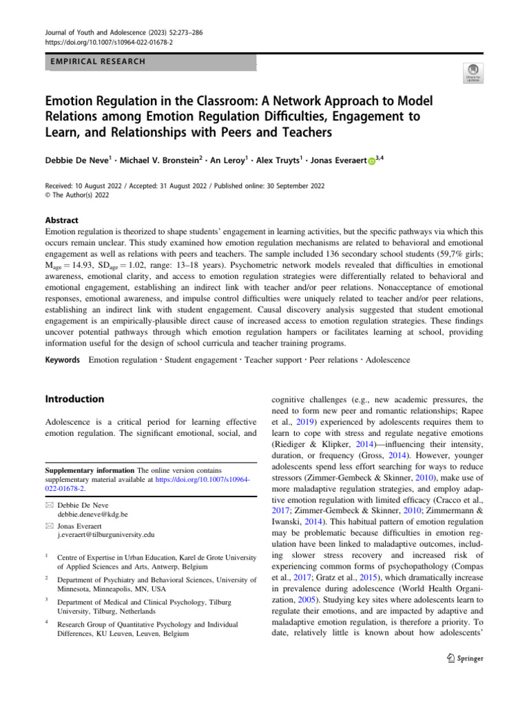 Emotion Regulation and Student Engagement | PDF | Bootstrapping ...