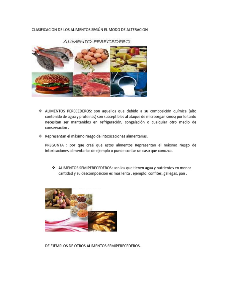 Clasificacion de Los Alimentos Según El Modo de Alteracion | PDF