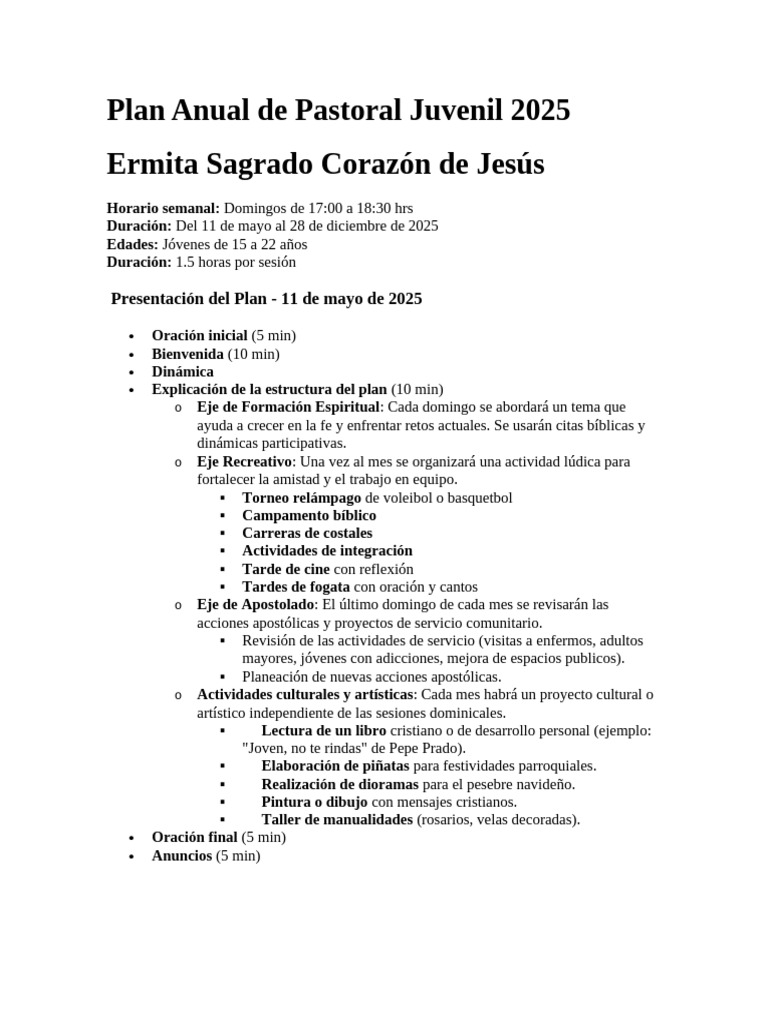 Plan Pastoral Juvenil 2025 | PDF | María, madre de Jesús | Cristo (título)