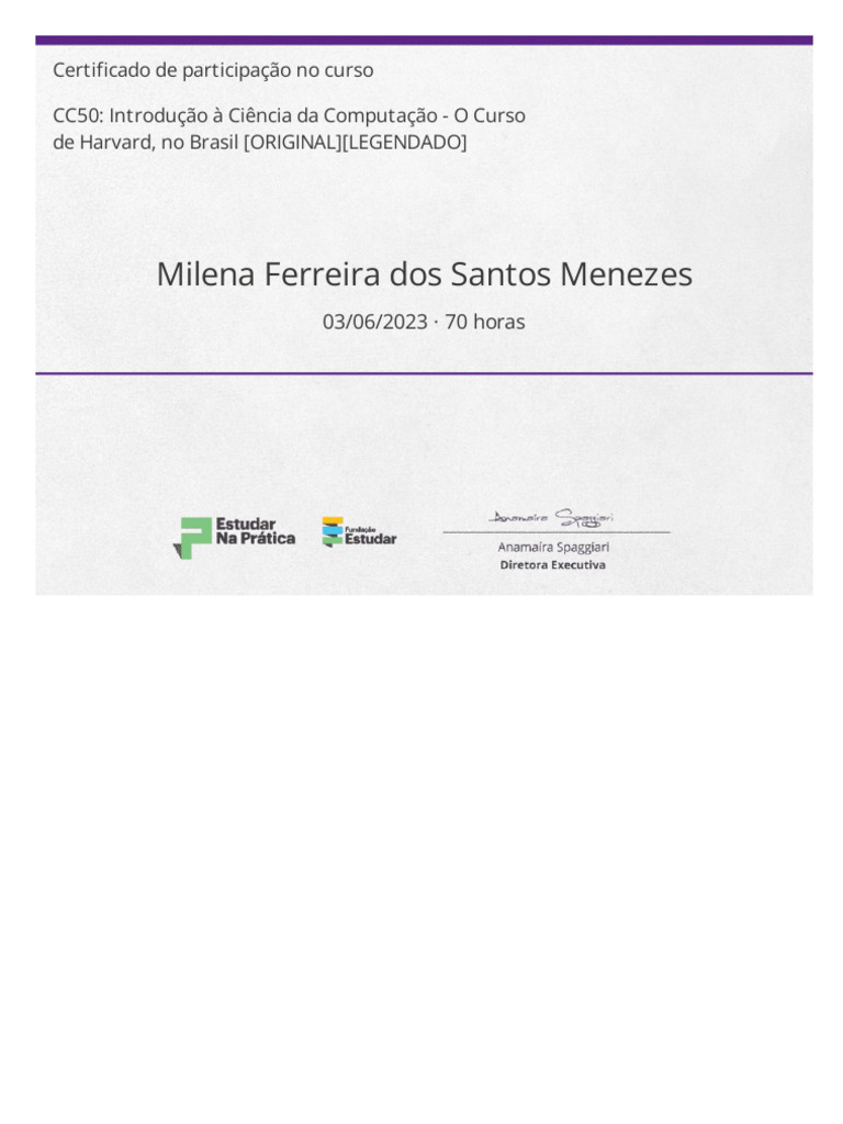 Certificado CC50: Ciência da Computação | PDF