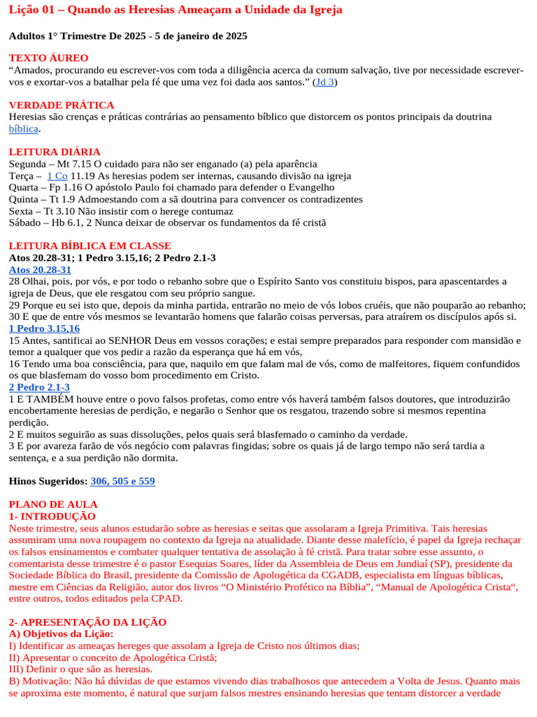 Heresias e a Unidade da Igreja | PDF | Heresia | Fé