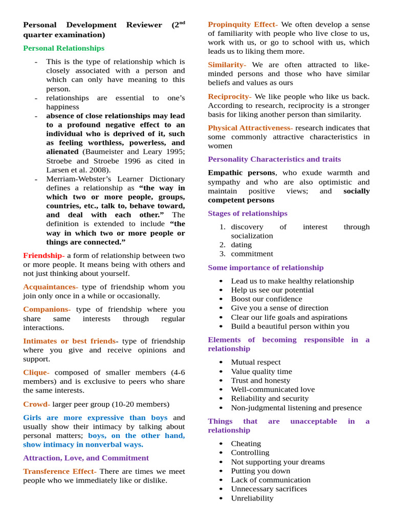 Understanding Personal Relationships and Development | PDF | Parenting ...
