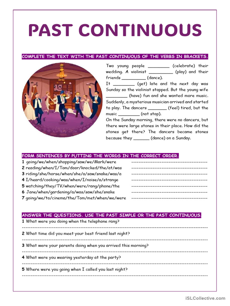 Past Continuous Tense Exercises | PDF