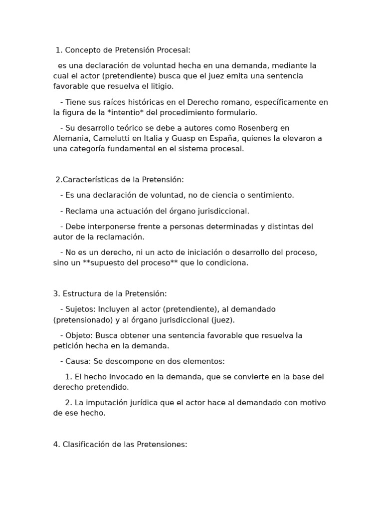 Concepto y Clasificación de Pretensión Procesal | PDF | Ley procesal ...