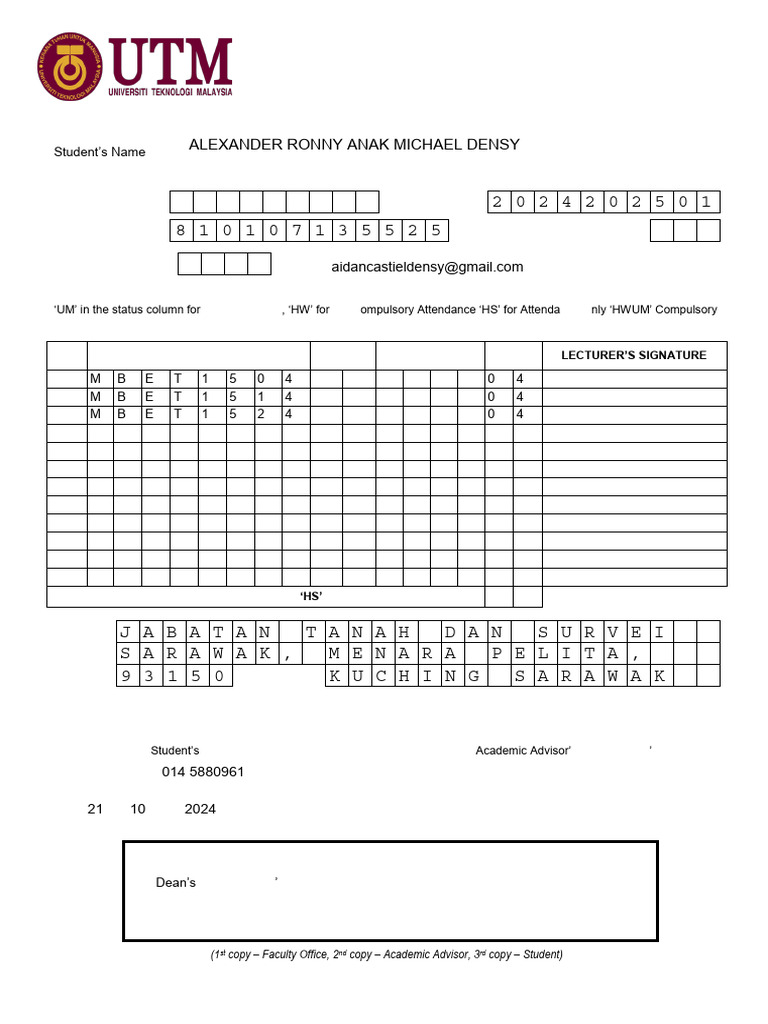 Course Registration Form Template | PDF | Identity Document ...