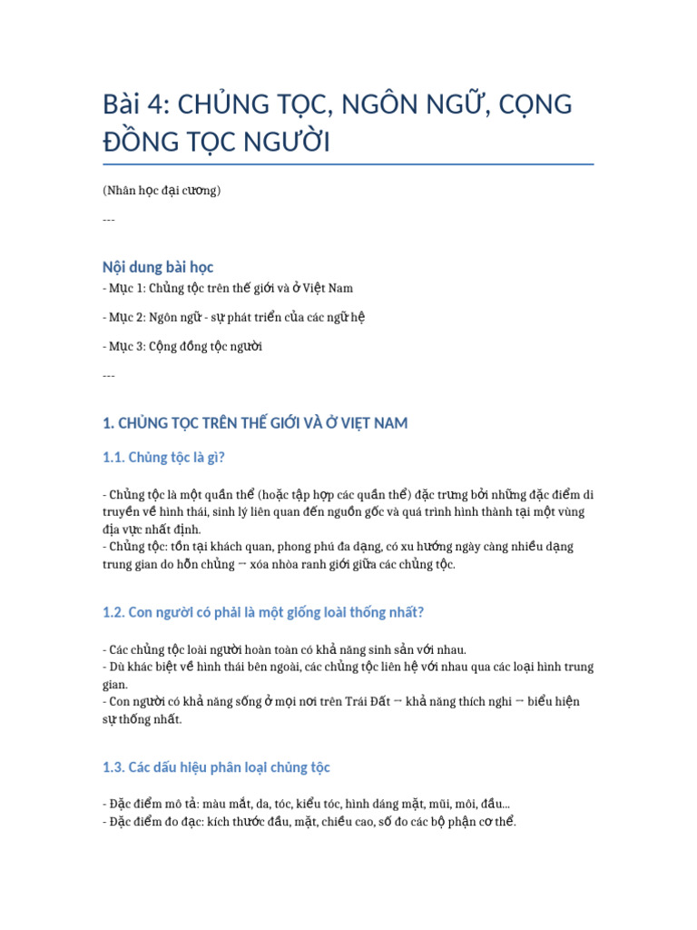 Bai 4 Chung Toc Ngon Ngu Toc Nguoi | PDF