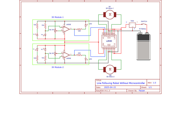 Line Following Robot Circuit Design | PDF