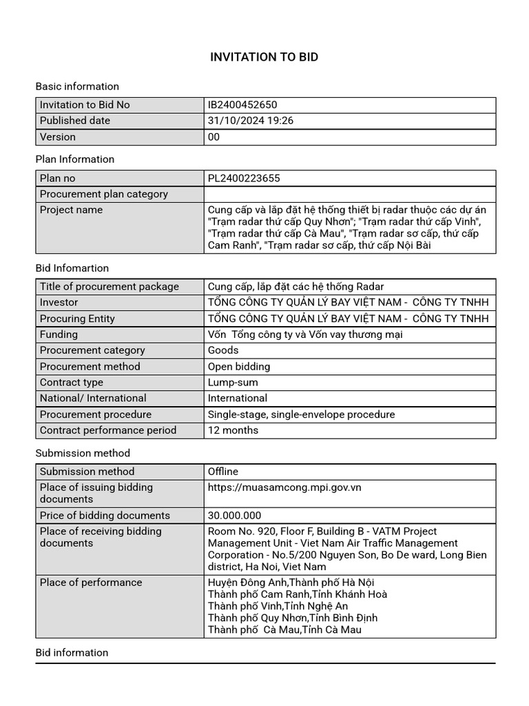 Invitation To Bid | PDF